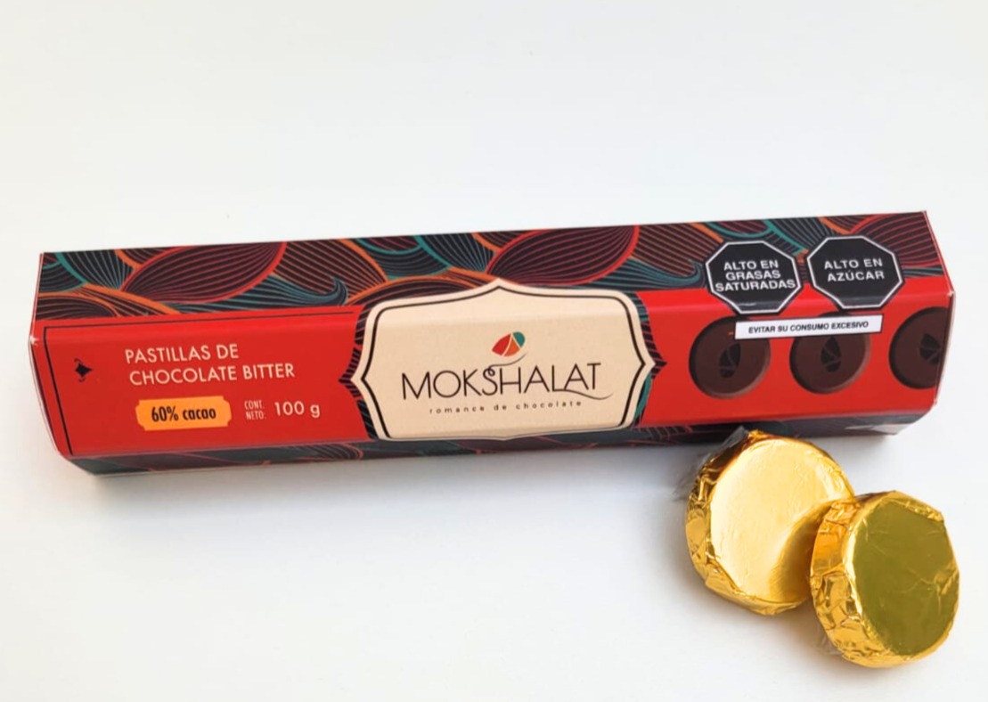 PASTILLAS DE CHOCOLATE BITTER 60% 100 GRS